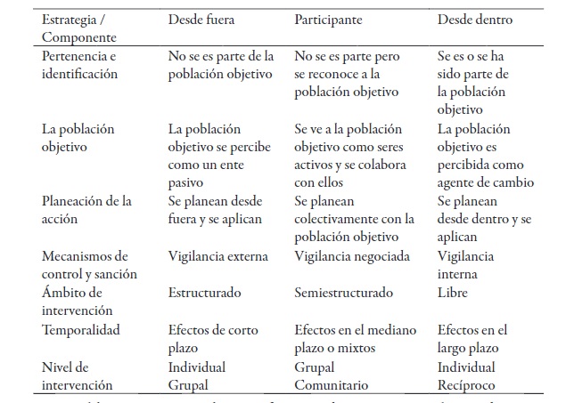 Tipo de estrategia de intervenci&oacute;n y componentes